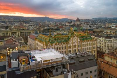 Amazing roof in Budapest, Hungary.-stock-photo
