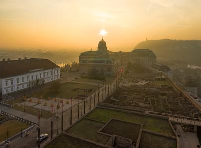 Europe Hungary Budapest Buda castle morning lights-stock-foto