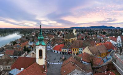 Europe Hungary Szentendre Aerial Cityscape-stock-foto