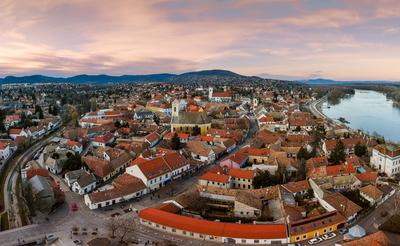 Europe Hungary Szentendre Aerial Cityscape-stock-foto