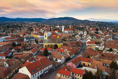 Europe Hungary Szentendre Aerial Cityscape-stock-foto