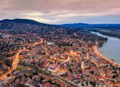 Europe Hungary Szentendre Aerial Cityscape-stock-photo