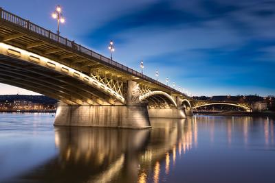 Europe Hungary Budapest. Margaret bridge.-stock-foto