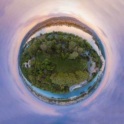Hungary Budapest. Margaret island in tiny planet effect.tif-stock-photo