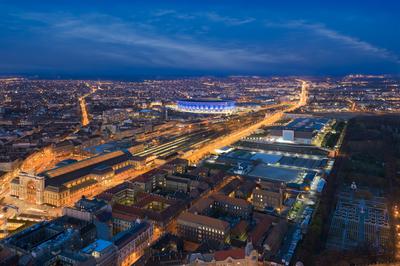 Europe Hungary Budapest aerial cityscape-stock-foto