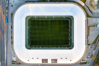 Europe Hungary Budapest Top down picture about the Groupama sport arena-stock-photo