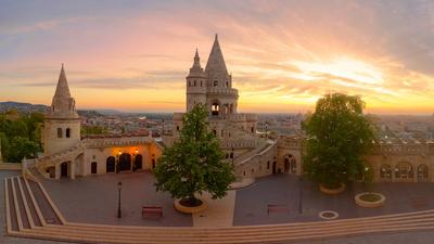 Hungary Budapest. Amazing aerial cityscape about the Fishermans bastion-stock-foto