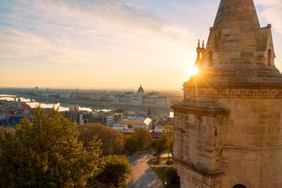 Hungary Budapest. Amazing aerial cityscape about the Fishermans bastion-stock-photo