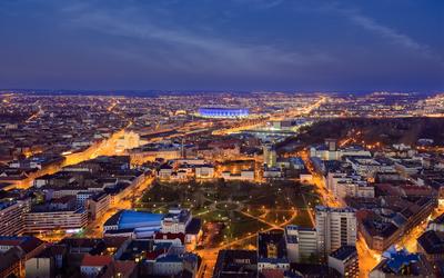 Europe Hungary Budapest aerial cityscape-stock-foto