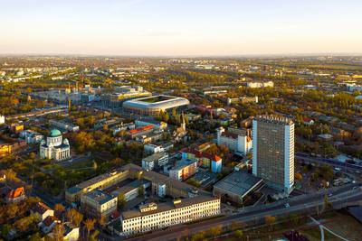 Europe Hungary Budapest. Aerial cityscape near by Nagyvarad square.-stock-photo