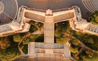 Hungary Budapest. Amazing aerial cityscape about the Fishermans bastion-stock-foto