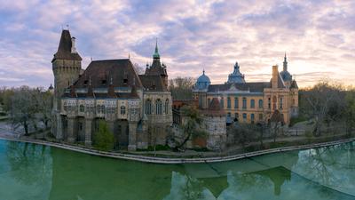 Europe Hungary Budapest Castle of Vajdahunyad-stock-foto