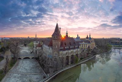 Europe Hungary Budapest Castle of Vajdahunyad-stock-foto