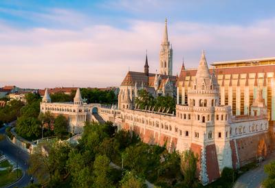 Hungary Budapest. Amazing aerial cityscape about the Fishermans bastion-stock-foto