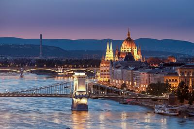 Hungary Budapest. Amazing photo about the Chain bridge and Danube river-stock-photo
