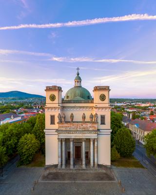 Hungary Vac City. Amazing aerial citycape with cathedral-stock-photo