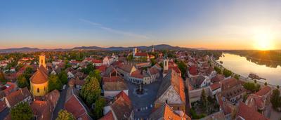 Hungary Szentendre. Aerial panoramic cityscape about the downtown-stock-photo