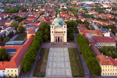 Hungary Vac City. Amazing aerial citycape with cathedral-stock-photo