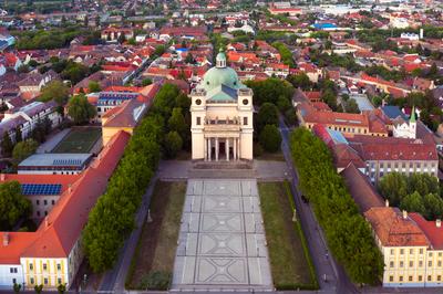 Hungary Vac City. Amazing aerial citycape with cathedral-stock-foto