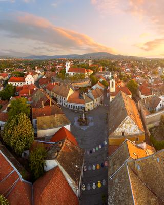 Hungary Szentendre. Aerial cityscape about the downtown-stock-photo