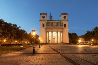 Hungary Vac City. Amazing aerial citycape with cathedral-stock-photo