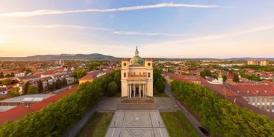 Hungary Vac City. Amazing aerial citycape with cathedral-stock-photo