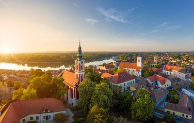 Hungary Szentendre. Aerial cityscape about the downtown-stock-photo