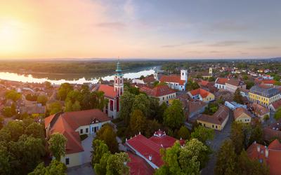 Hungary Szentendre. Aerial cityscape about the downtown-stock-photo