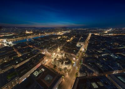 Amazing aerial cityscape about Budapest with drone-stock-photo