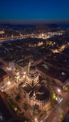 Amazing aerial cityscape about Budapest with drone-stock-photo