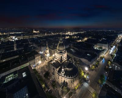 Amazing aerial cityscape about Budapest with drone-stock-photo