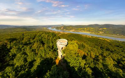 Julianus lookout tower in Danube bend Hungary.-stock-photo