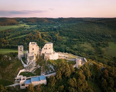 Csesznek castle ruins in Bakony Mountain Hungary.-stock-photo