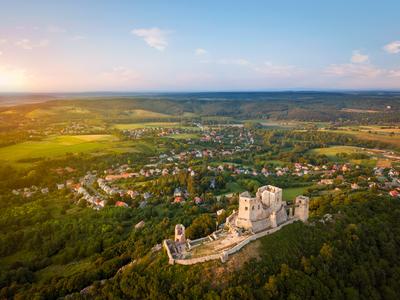 Csesznek castle ruins in Bakony Mountain Hungary.-stock-photo
