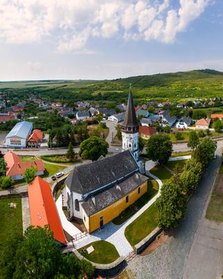 Church of the Assumption in Gyongyospata Hungary.-stock-photo