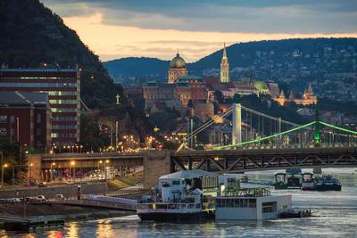 Budapest cityscape with famous bridges and buda castle-stock-photo