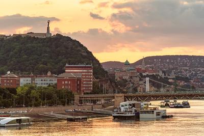 Budapest cityscape with famous bridges and buda castle-stock-photo