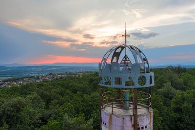Margitas geodetic tower next to Szada Hungary-stock-photo