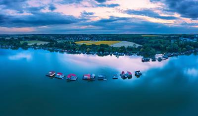 Lake Bokod next to Oroszlany city in Hungary-stock-photo