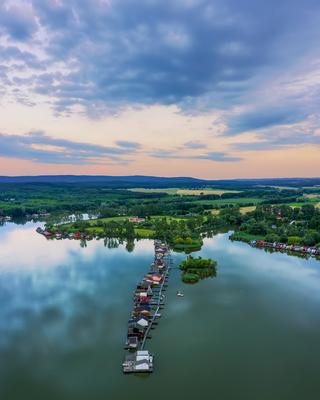 Lake Bokod next to Oroszlany city in Hungary-stock-photo