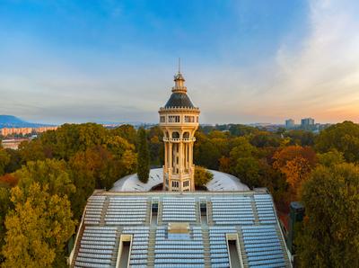 Water tower in Margaret island Budapest Hungary-stock-photo