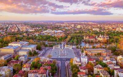 City park of Budapest from Above-stock-photo