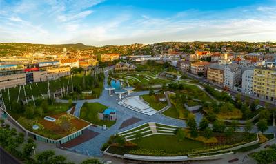 Aerial view about the new millenary park of Budapest Hungary-stock-photo