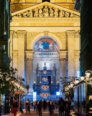 St Stephen Basilica at christmas time-stock-photo