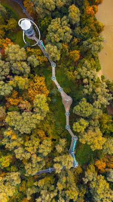 Canopy walkway in Mako city Hungary-stock-foto