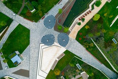 Aerial view about the new millenary park of Budapest Hungary-stock-photo