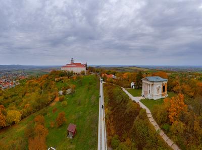 Fantastic arieal photo of Pannonhalama Benedictine abbey in Hungary.-stock-photo