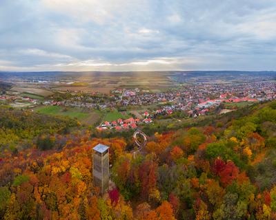 Fantastic arieal photo of Pannonhalama Benedictine abbey in Hungary.-stock-photo