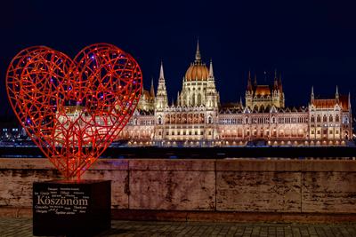 Thankful heart installation in Budapest-stock-photo