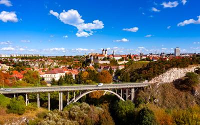 Veszprem city castle aera in aerial photo-stock-photo